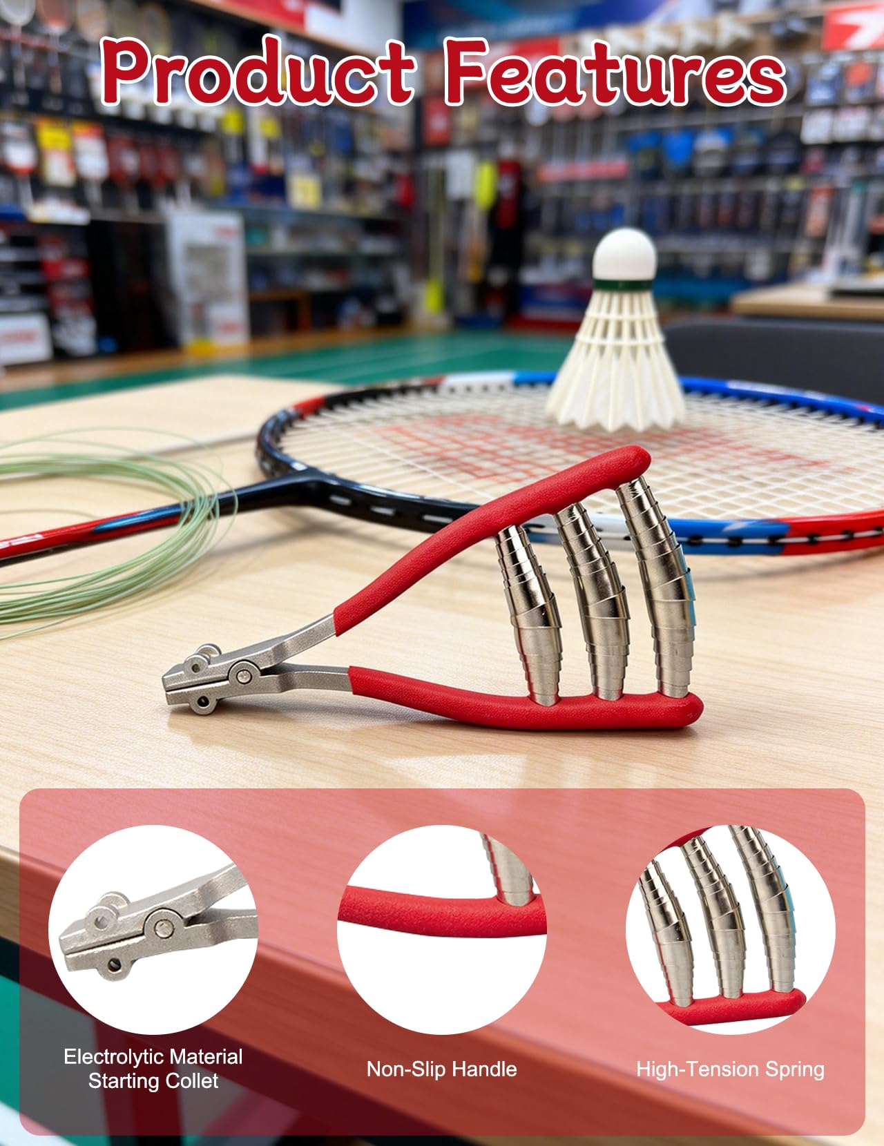 Starting Clamp Attrezzo di Copertura da Tennis Morsetto a 3 Molle per Racchette Tennis Badminton