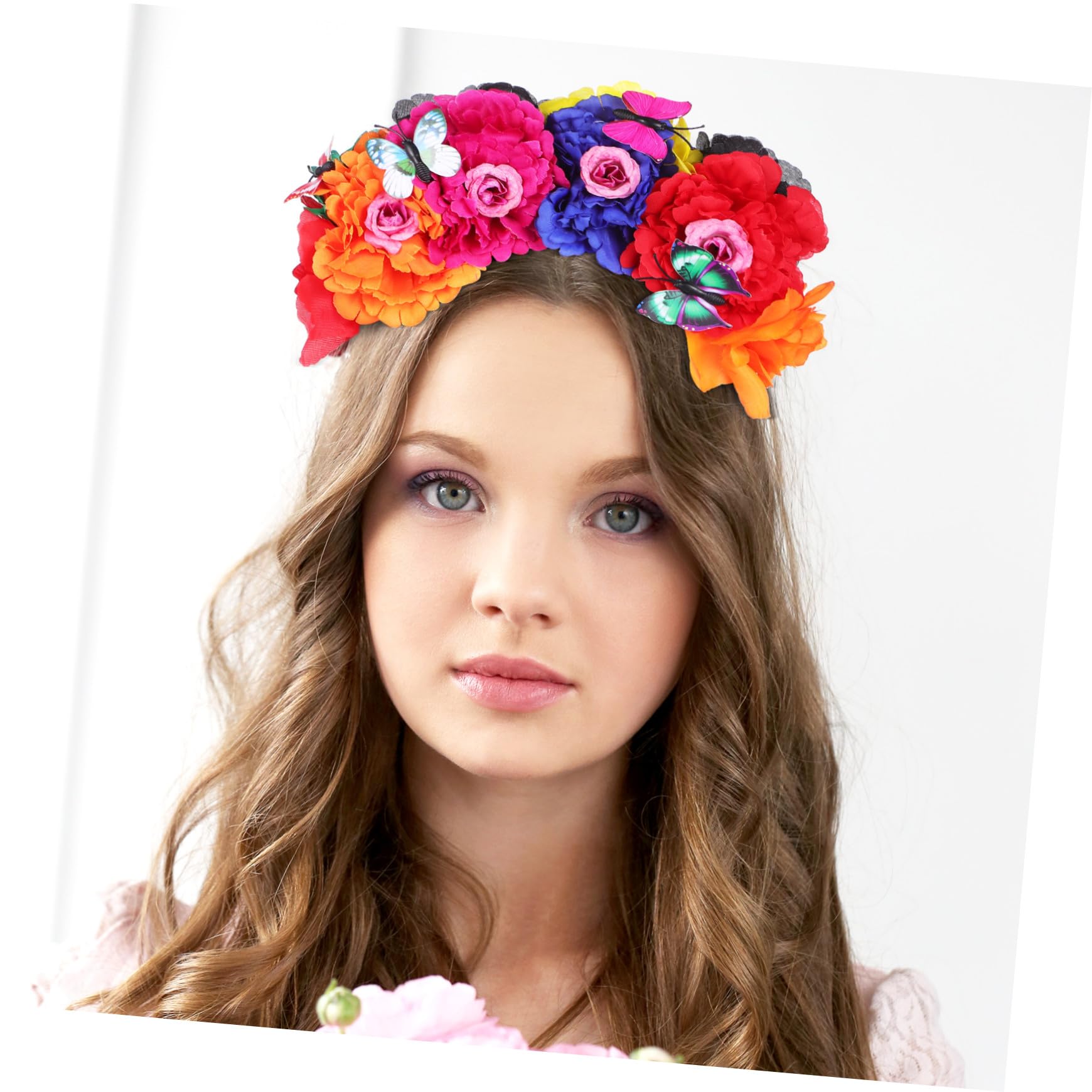 IMIKEYA Cerchietto floreale da donna fiori artificiali resistenti decorazione capelli rosso viola arancione blu copricapo per feste e festival accessori capelli fiori