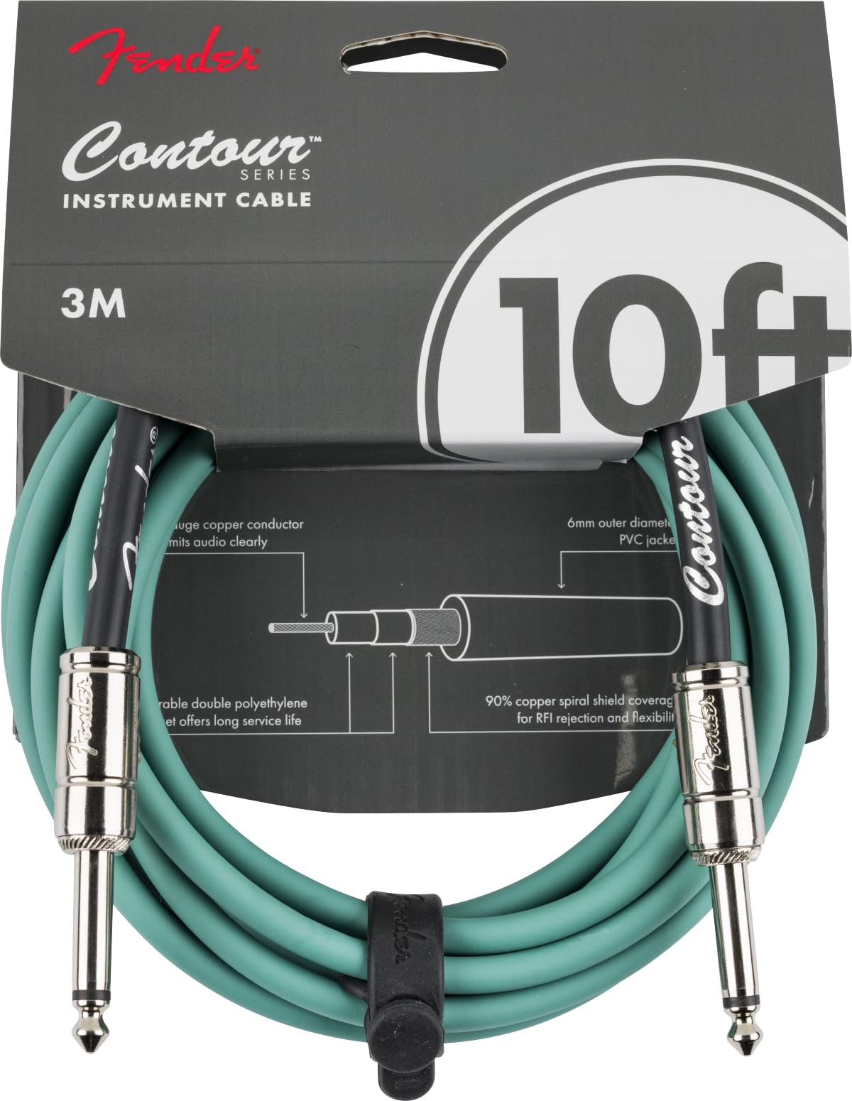 Fender Contour™ 10' Cable, Sherwood Green