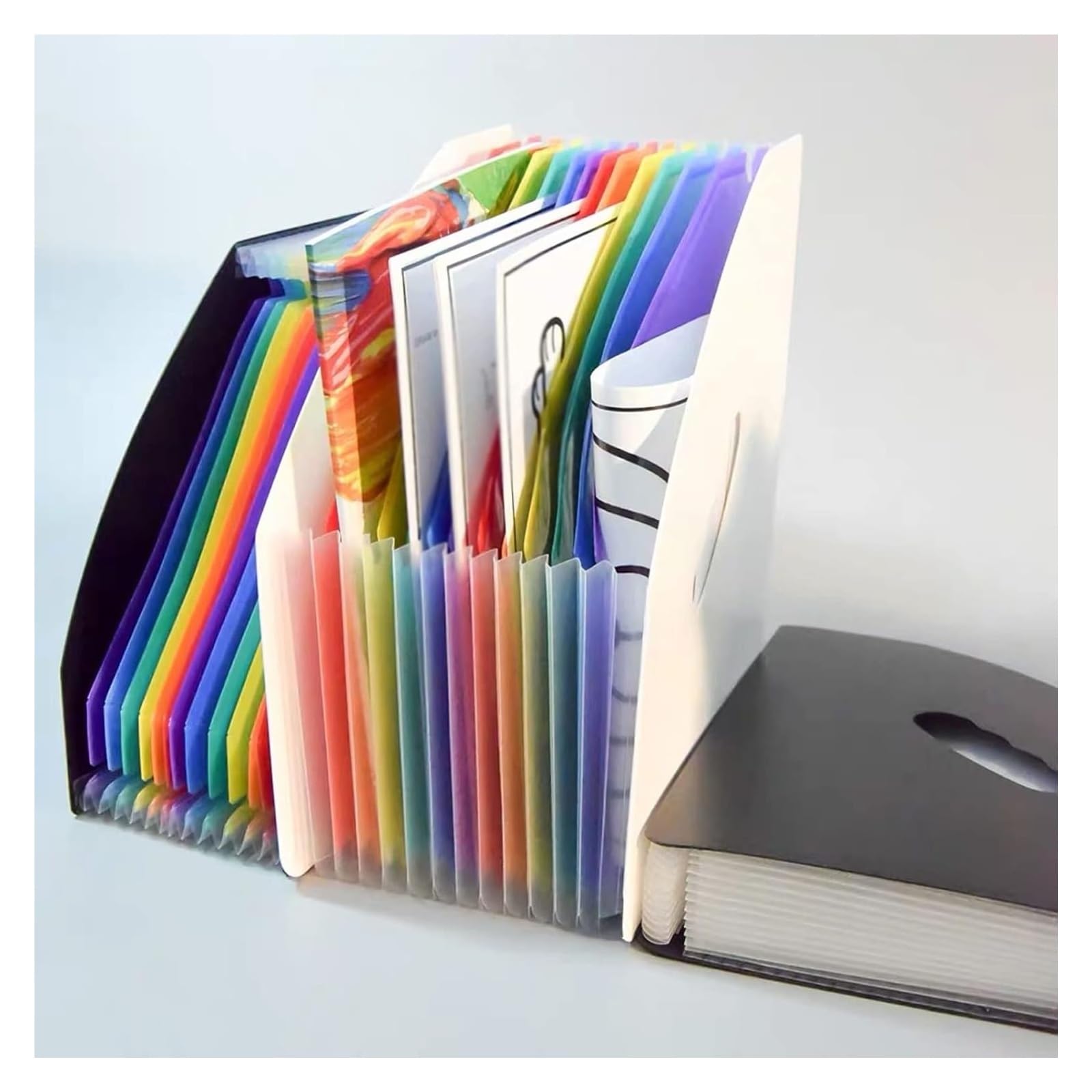 Cartella for archiviazione a fisarmonica, cartella di file espandibile Porta informazioni autoportante for libri e riviste 13 scomparti for casa, ufficio scuola(Black,36 layers)