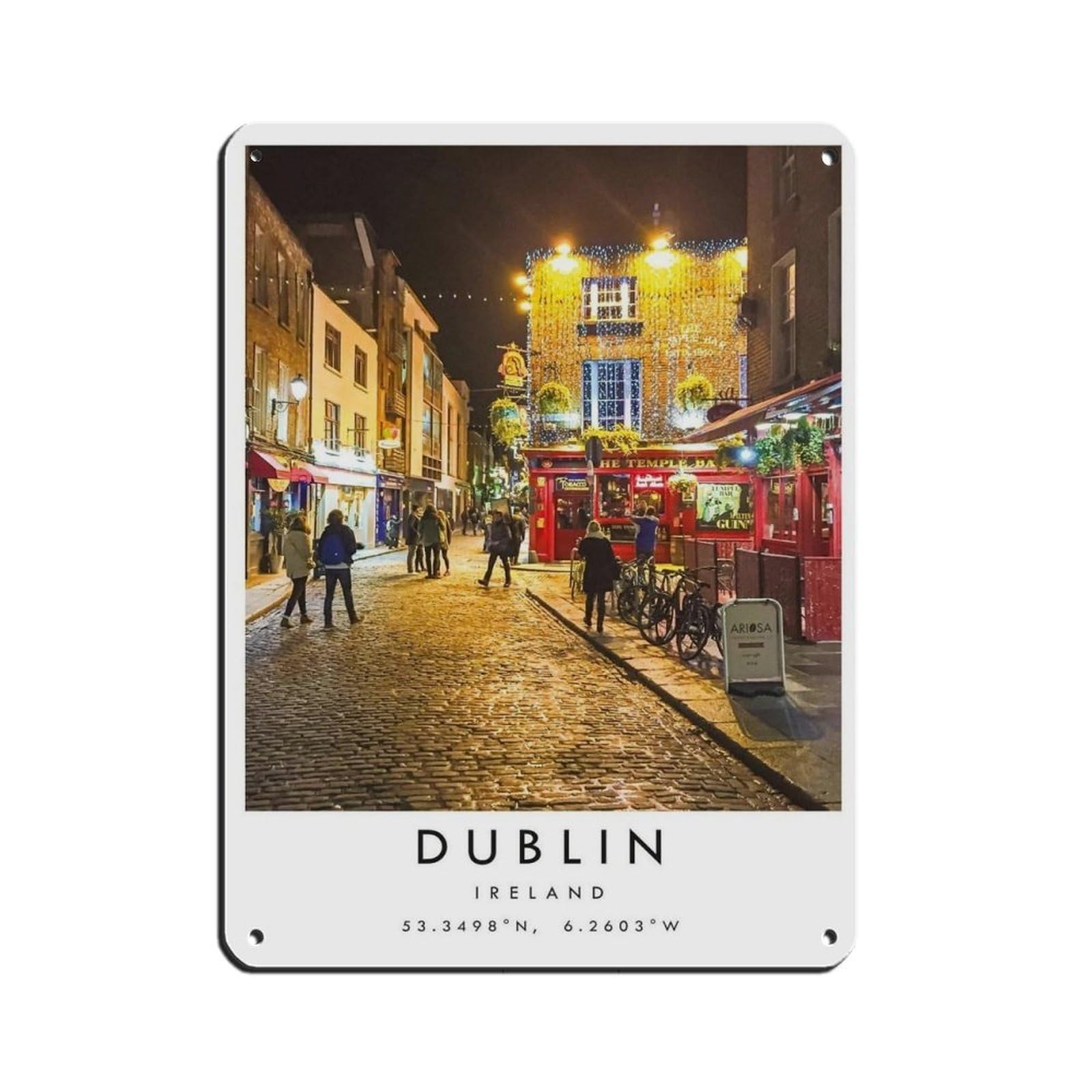 Dublin Travel, Ireland Art Tin Sign Vintage Metal Pub Club Cafe Bar Home Wall Art Decoration Poster Retro 12x16inch(30x40cm)