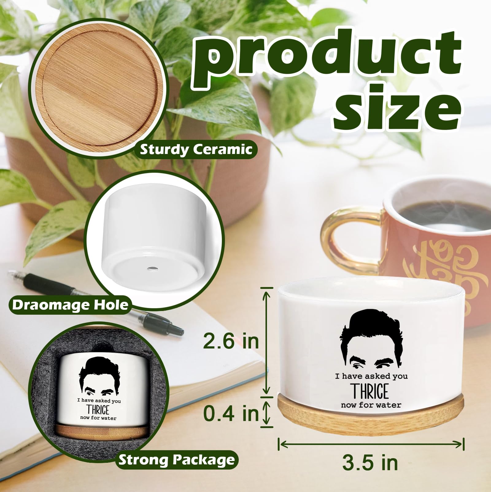 FZTUON Thank You for Helping Me Grow Succulent Planter Pots with Bamboo Tray, Indoor Planter for Women Men, Friends - Image 2