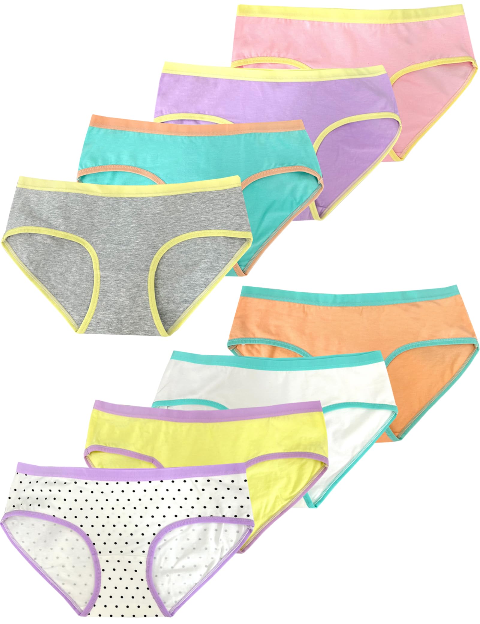 Kiench Teen Girls Underwear Cotton Briefs Panties Pack of 8