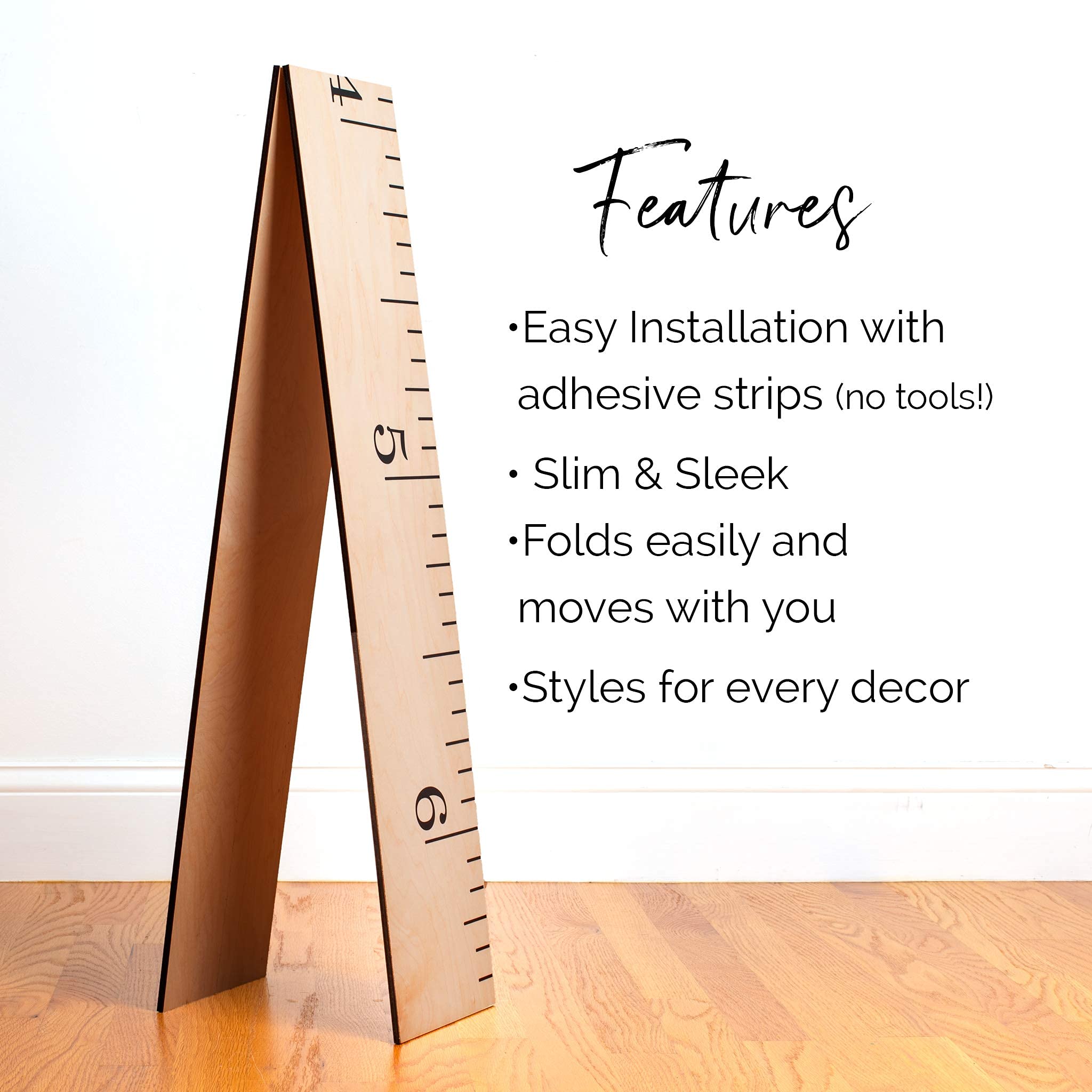 Wall Decor Ruler HEADWATERS STUDIO Wooden Ruler Growth Chart for Kids, Boys & Girls ...
