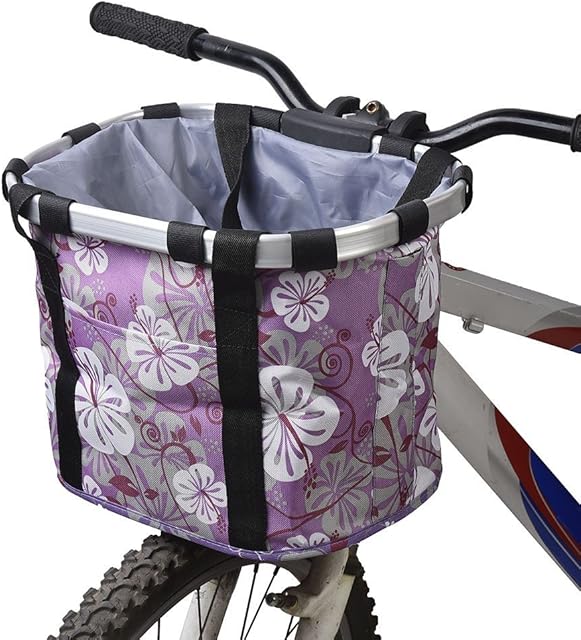Redlution Bicycle Bike Detachable Cycle Front Canvas Basket Carrier Bag Pet Carrier Aluminum Alloy Frame Pet Carrier
