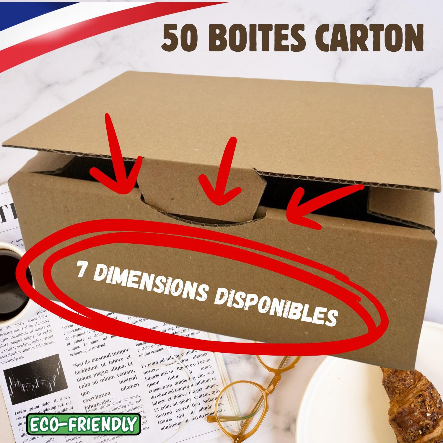 Lot de 50 Boîtes Postales A3 Envois Pros et Commerce en Ligne | Carton Kraft Brun | Emballage Résistant et Ecoresponsable | Côtés Protection Renforcée | Patte de Fermeture (43X30X12 cm)