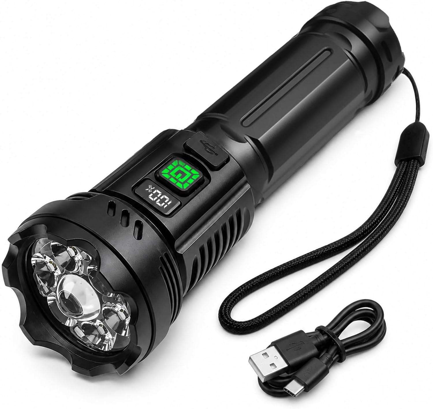 Ultra Bright LED Flashlight, High Lumens Rechargeable Flashlight, Waterproof Portable Handheld Flashlight for Camping, Hiking, Emergency & Outdoor Activities