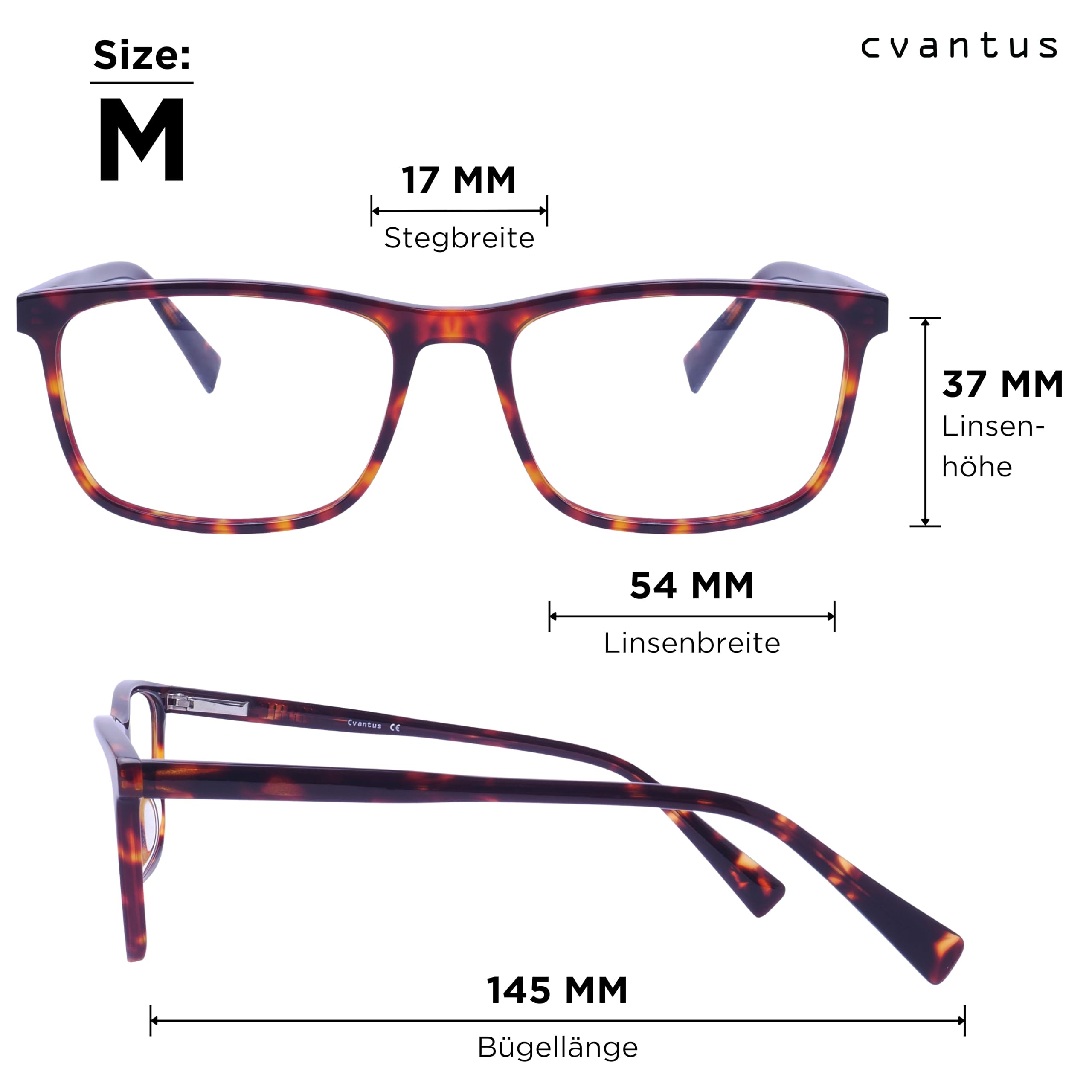 Cvantus Premium Blaulichtfilter Brille Herren & Damen | Blaulicht- und UV-Blocker, Antireflex, Antistatisch | Tortoiseshell Blaufilter Brille Quadratisch | Verschreibungsqualität, Gemacht von Optikern
