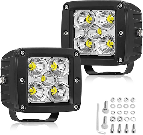 RFROAD LIGHTING 2 unidades de luces LED de conducción de 3" de 100 W súper brillantes, luces LED de cubo, luces de trabajo cuadradas para camión,
