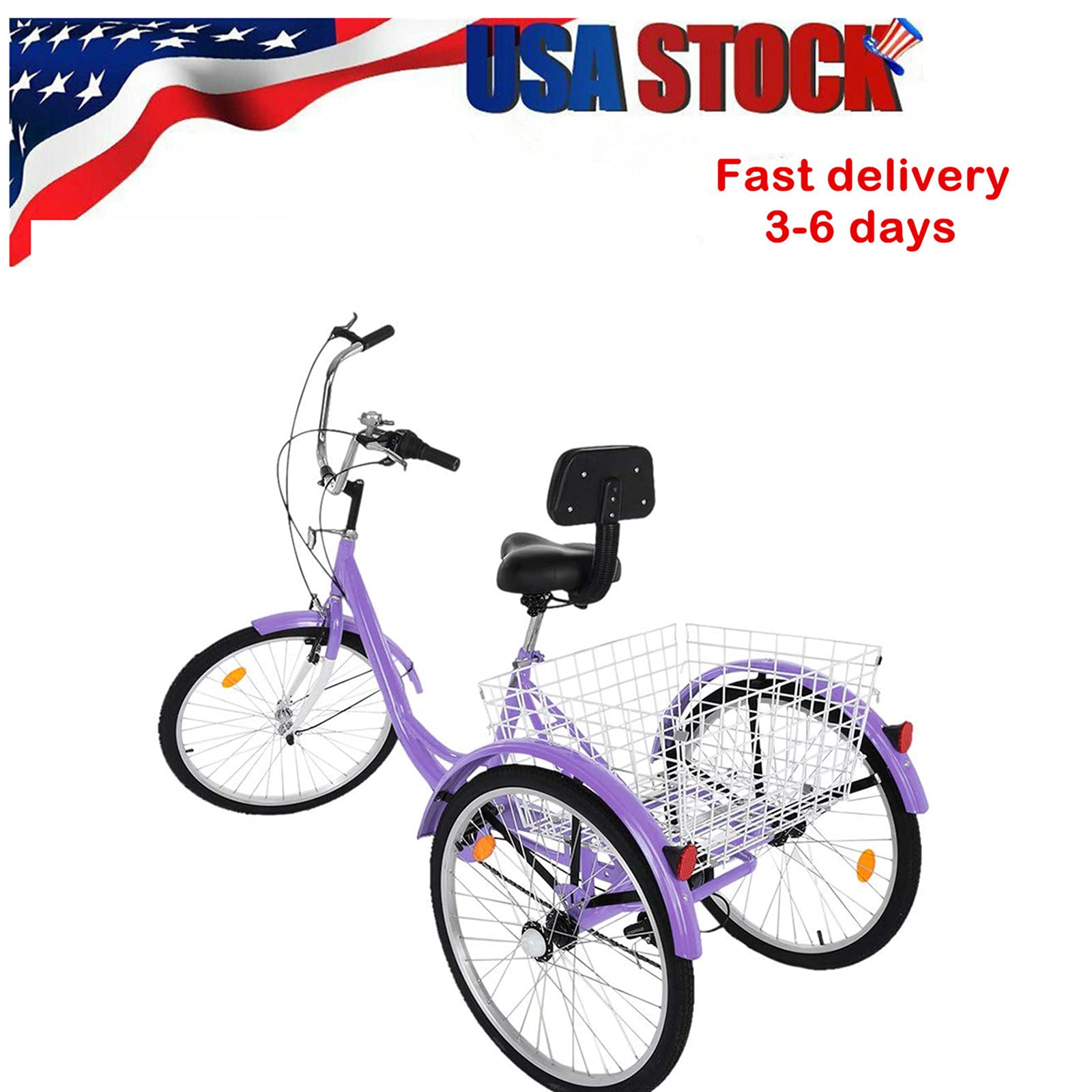 Buy 24 inch Adult Tricycles 7 Speed, Adult Trikes 3 Wheel Bikes, Three