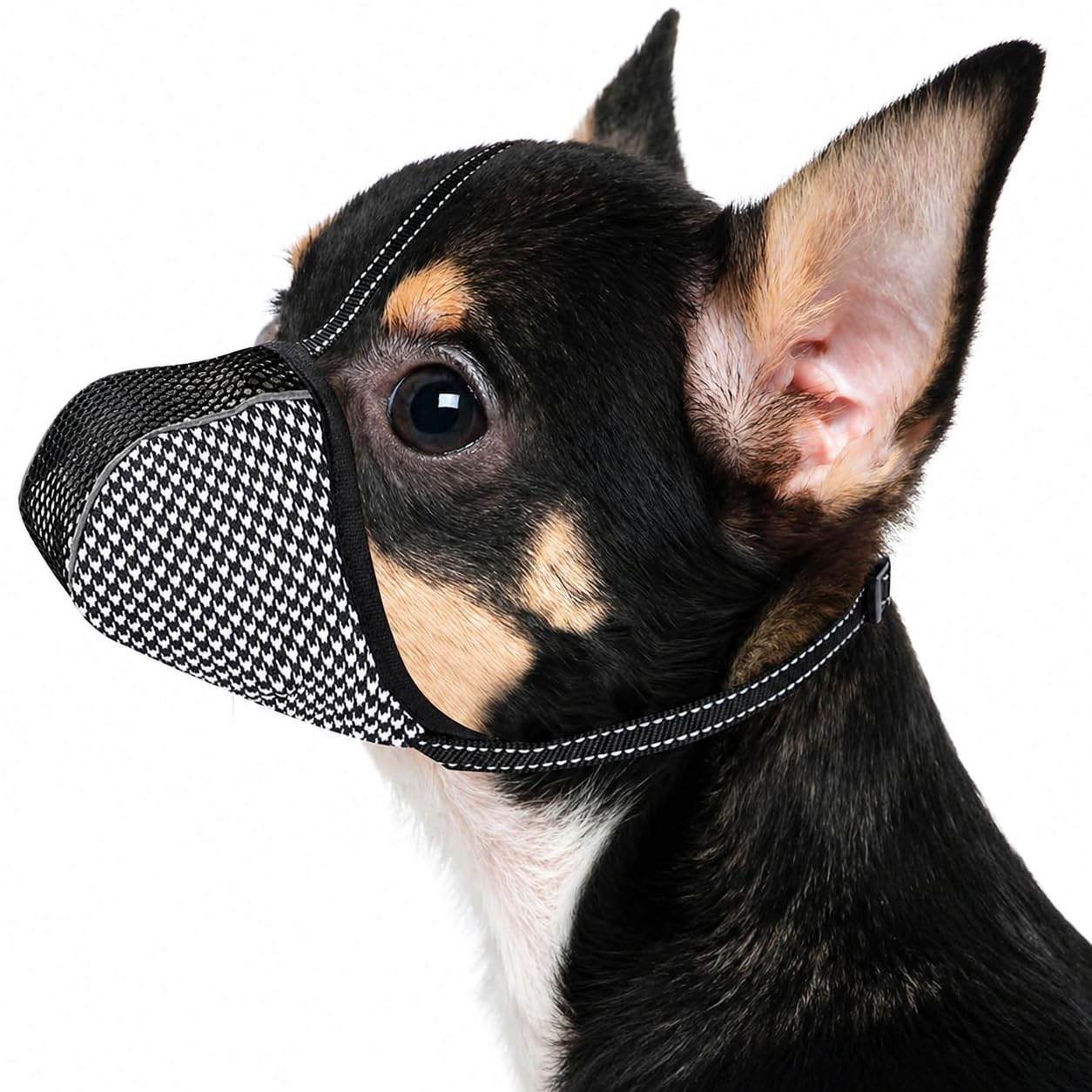 Generisch Maulkorb für Hunde, Soft Mesh Maulkorb, Maulkorb für extra kleine Hunde,Kauen, Bellen, Reflektierend, Verstellbar, Vollständige Abdeckung, für Fellpflege, Schnitzen, Schwarz, Größe XS
