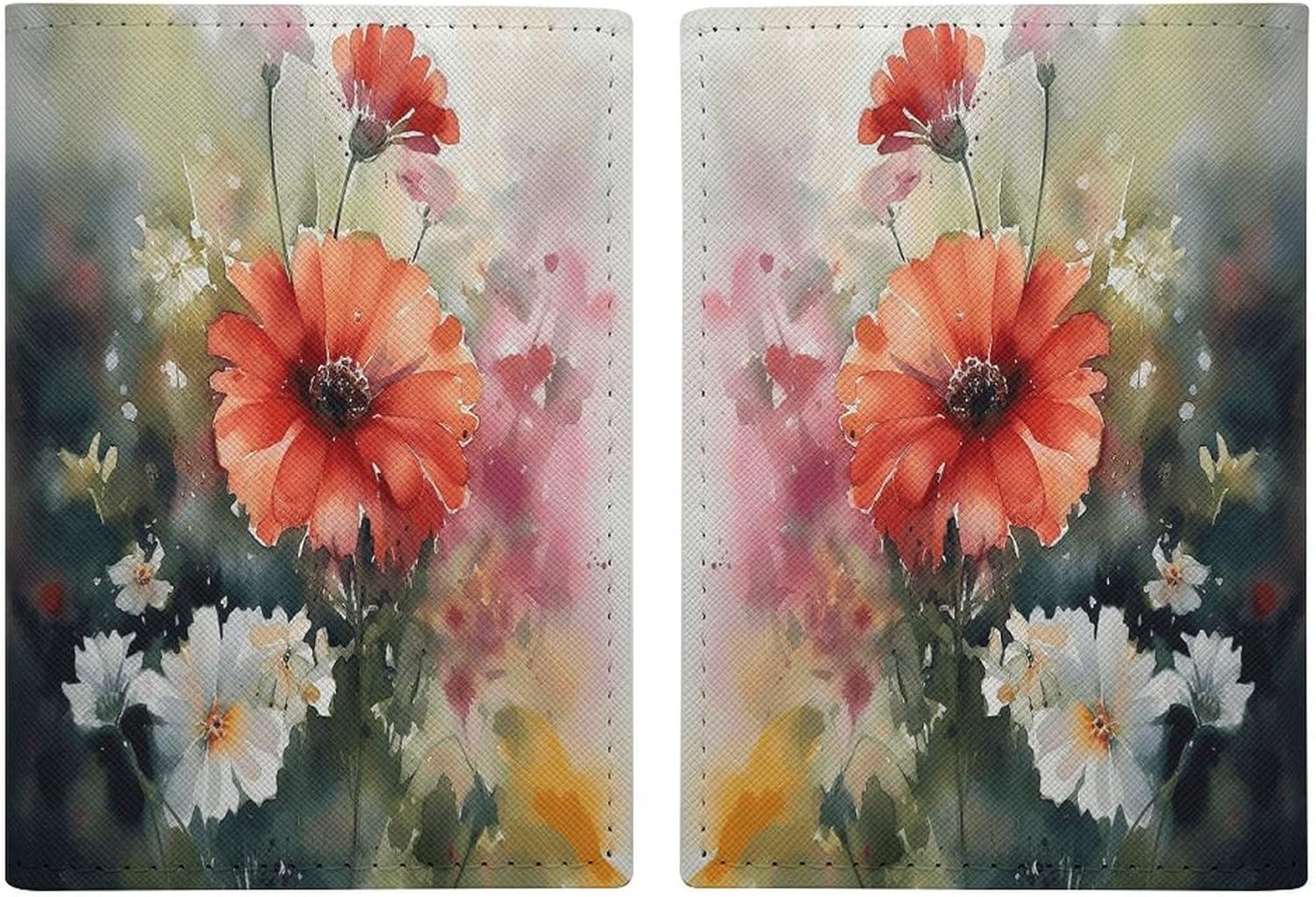 Watercolor Painting Passport Holder Leather Passport Wallet Cover Case Passport Protective Cover Cute Passport Book Holder Slim Credit Card Holder Travel Accessories for Women Men