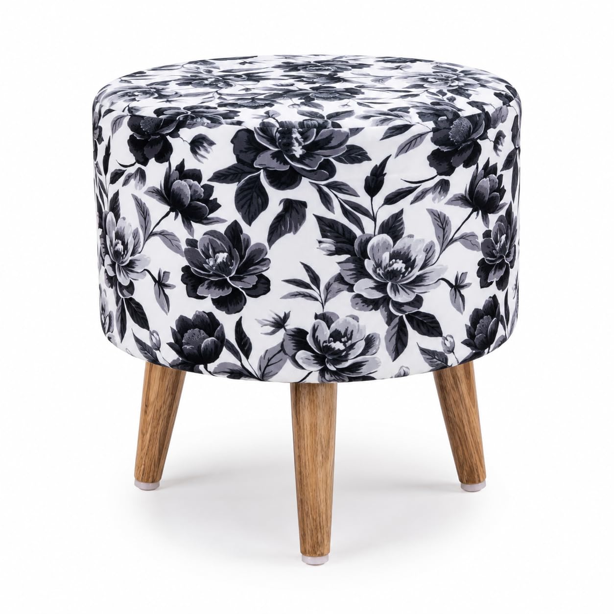Round Ottoman Stool | Multipurpose Footrest & Extra Seating (4 Leg White)-image-26