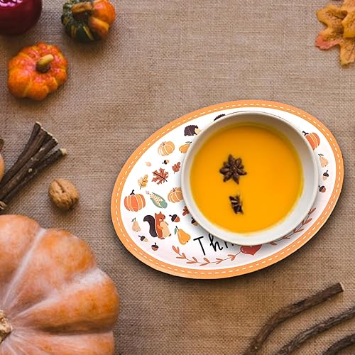 Miniatura 6 de Crazy Night 25 platos ovalados de Acción de Gracias, 12.3 x 9.3 pulgadas, papel desechable, cena, otoño, cosecha, fiesta, juego de vajilla con