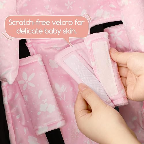 Miniatura 3 de Inserto de asiento de automóvil infantil y funda para correa para bebés, soporte de cabeza de asiento de automóvil 2 en 1, cojín ultra suave para