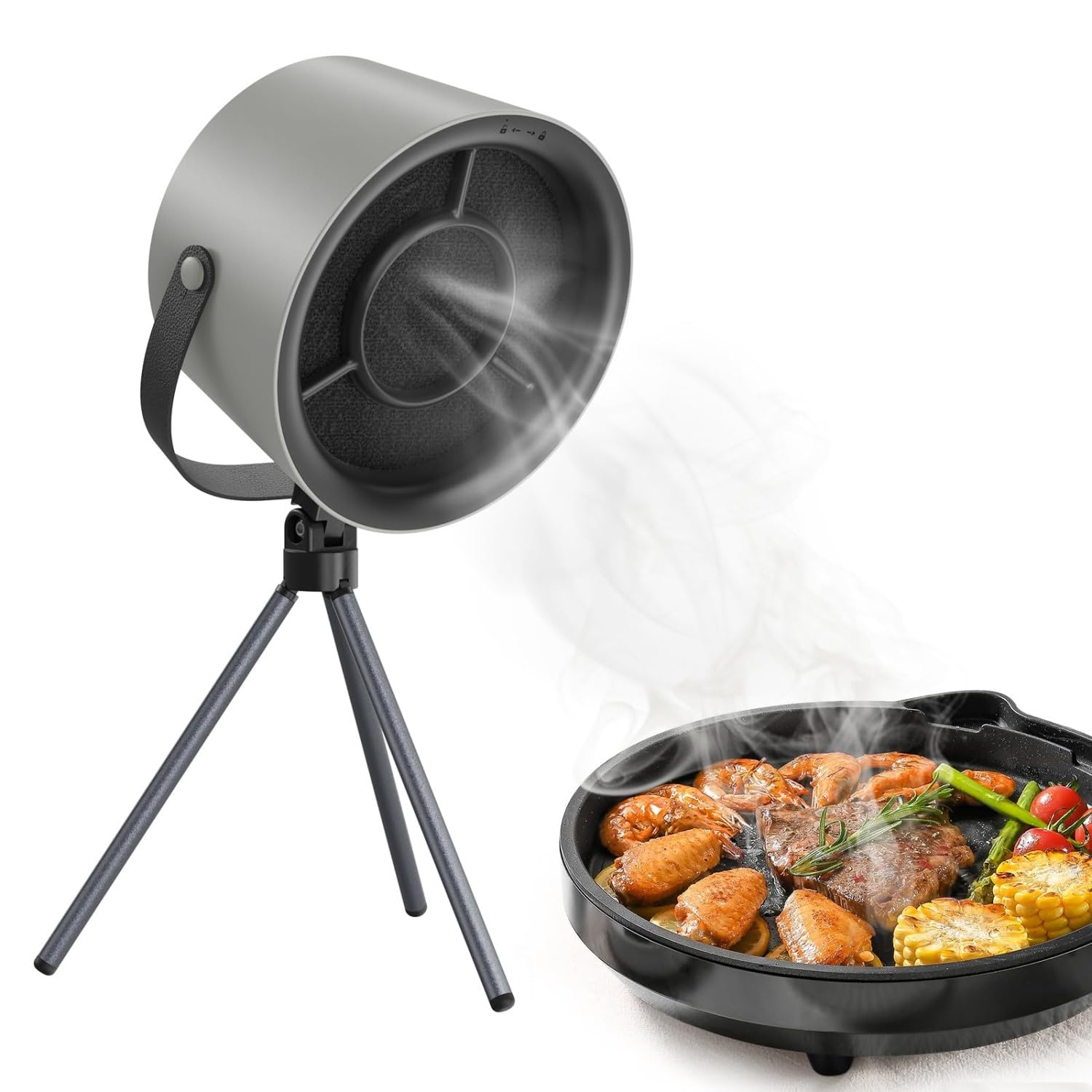 LOFICOPER Portable Range Hood, Desktop Range Hood, Portable Kitchen Exhaust Fan, Low Noise Mini Extractor Hood with 3 Speed, 5 Filter, 1200 Pa Suction, for Indoor BBQ, Hot Pot, Cooking