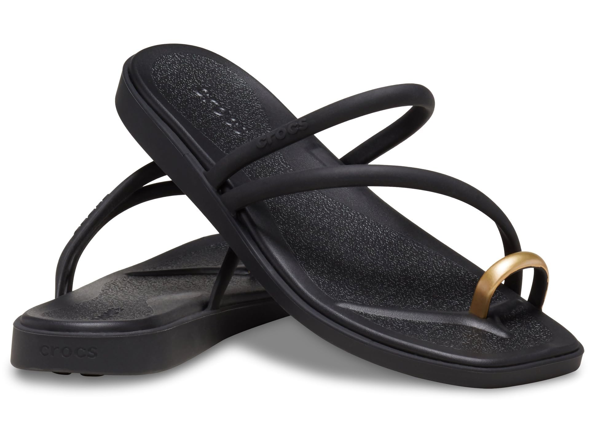 Crocs Women's Miami Toe Loop Sandals | Square Toe Flat | Flexible Straps | Croslite Foam Footbed