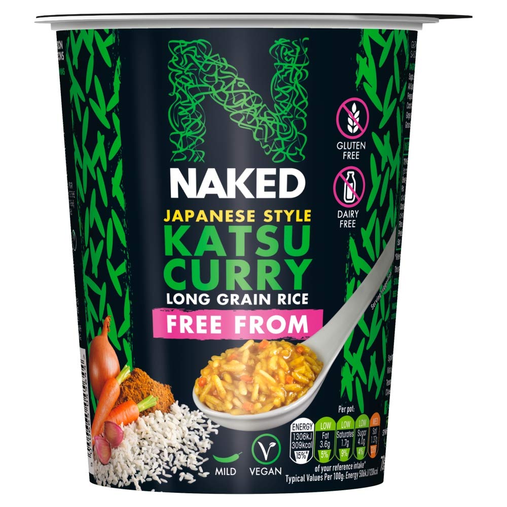 Naked Rice Free From Japanese Katsu Curry Rice, Gluten-Free, Vegan Pot, 78g (Pack of 6)