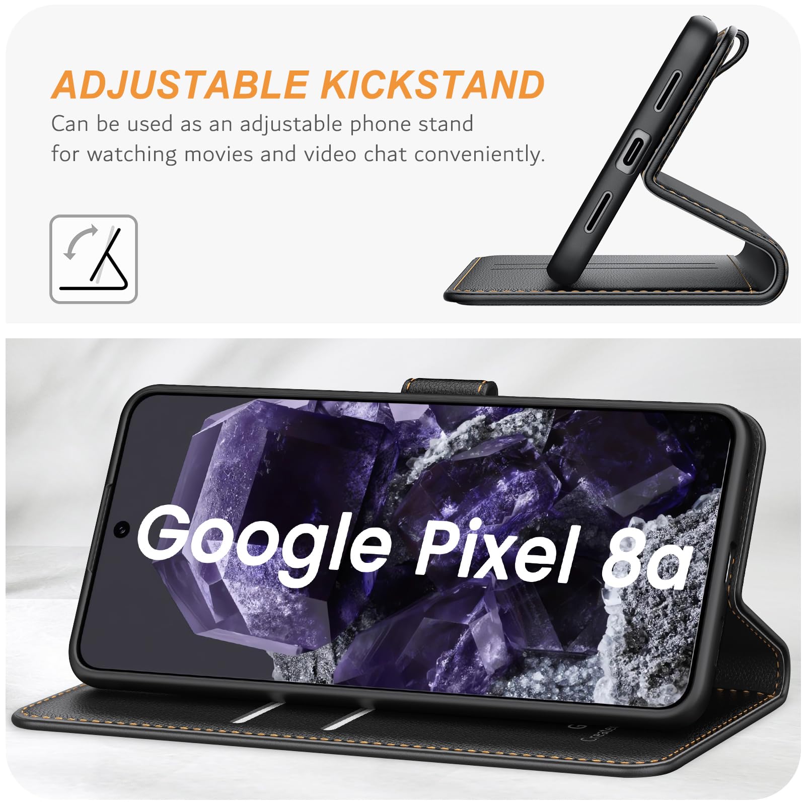 Ganbary Cover Compatibile con Google Pixel 7A, Premium Pelle PU Flip Libro Custodia per Google Pixel 7A [Protezione Completa] [Slot per Scheda] [Funzione di Supporto], Viola