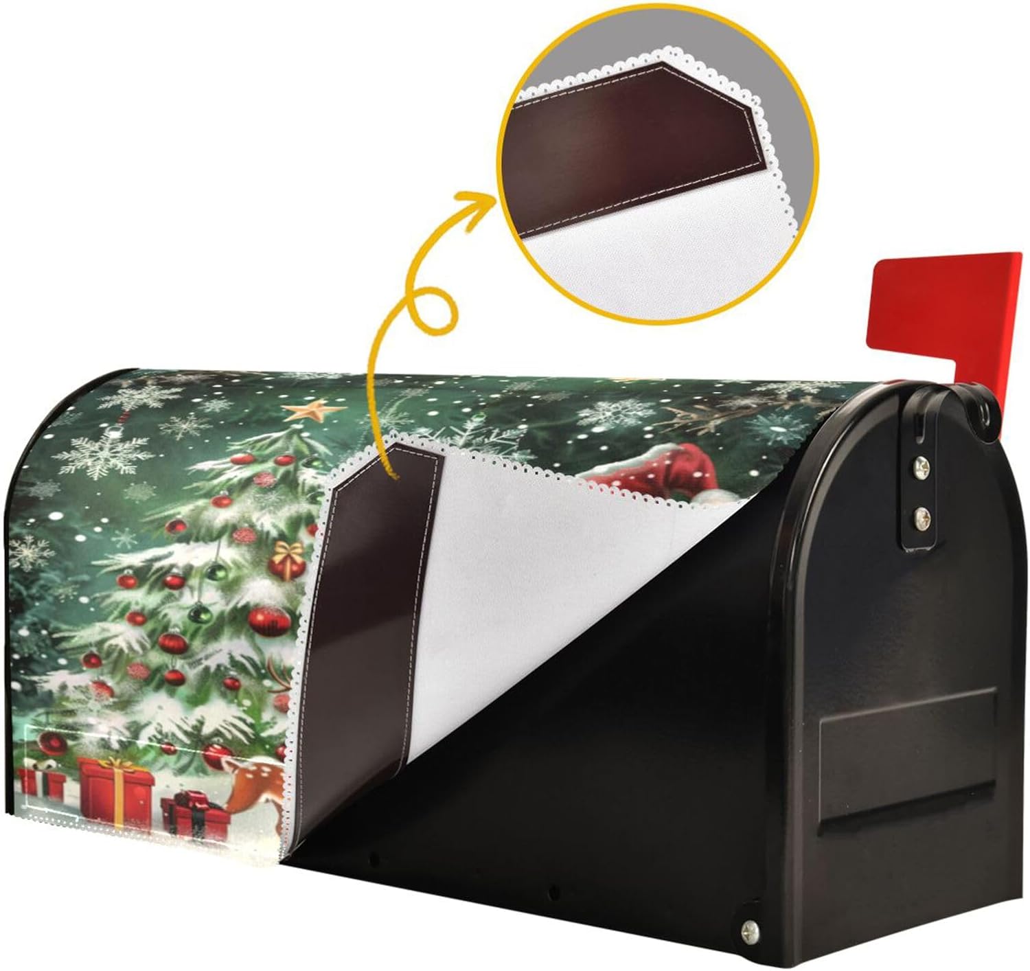 Kcldeci Snowman Christmas Tree Magnetic Mailbox Wrap - Winter Xmas Post Letter Box Cover - Garden 18x21