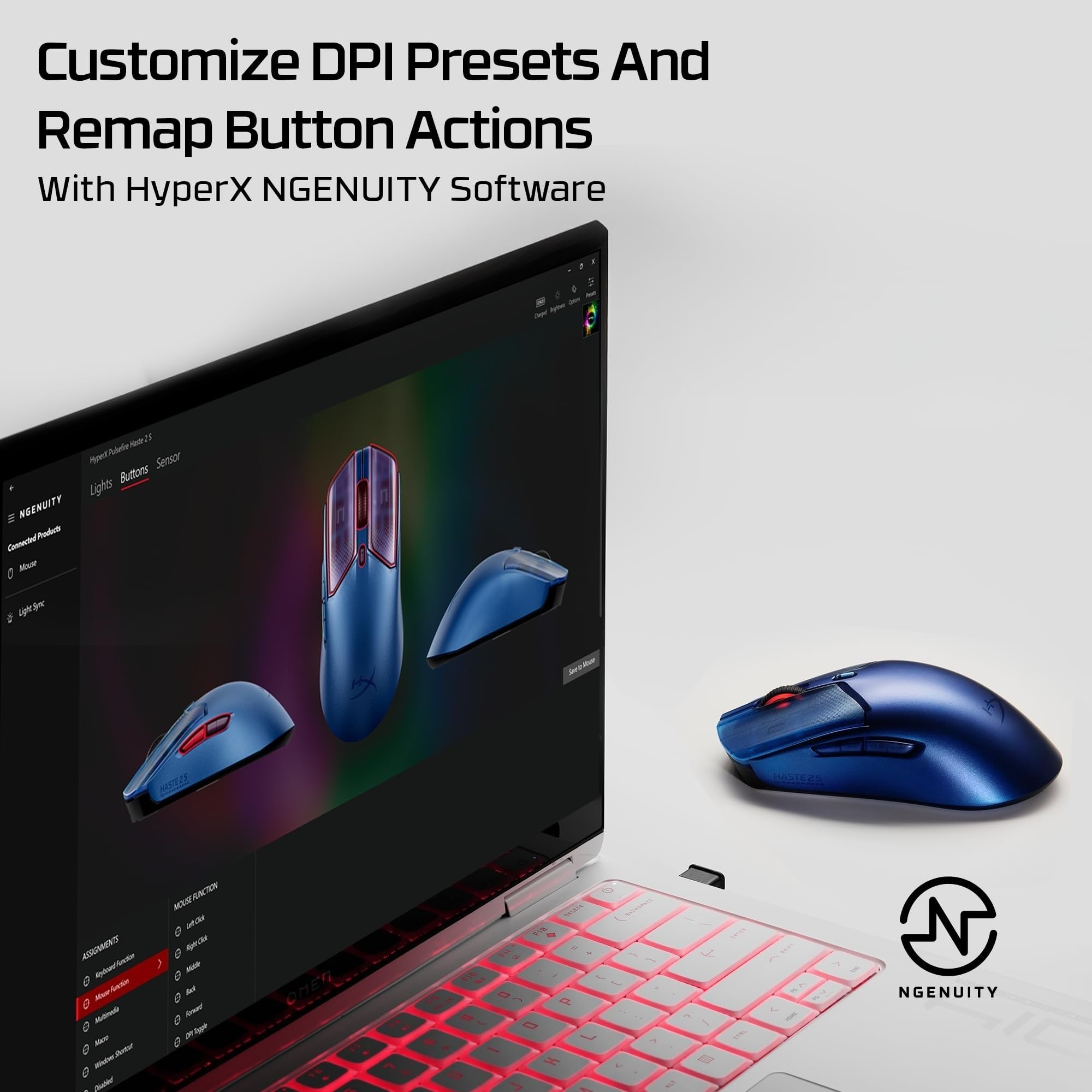 HyperX Pulsefire Haste 2 S Navy Wireless Gaming Mouse per PC - Dettaglio