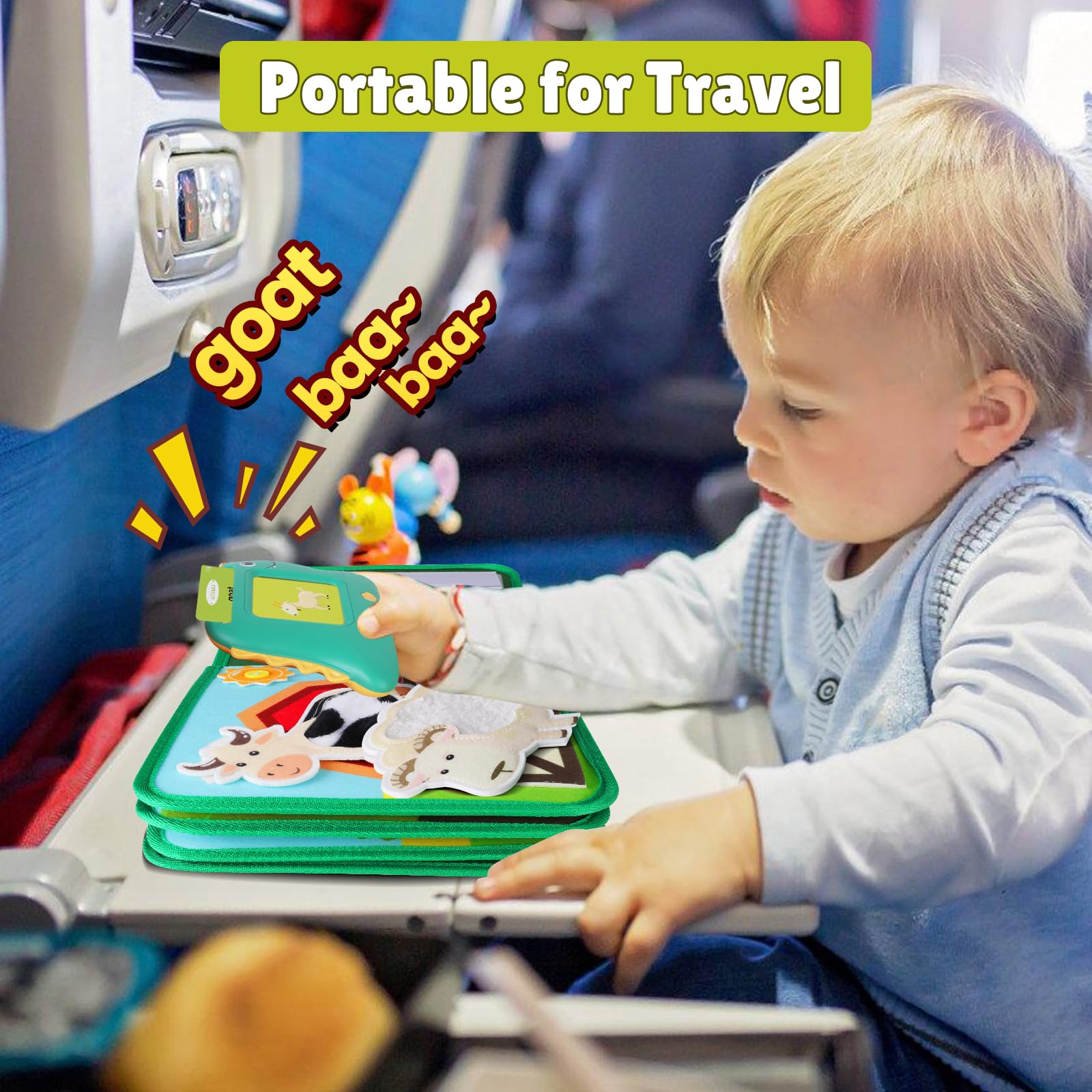 Busy Book with Talking Flash Cards per Bambini Piccoli Farm Busy Board Giocattolo Montessori per Bambini di 1 2 3 Anni Attività di Apprendimento Prescolare Giocattoli da Viaggio（Versione inglese）