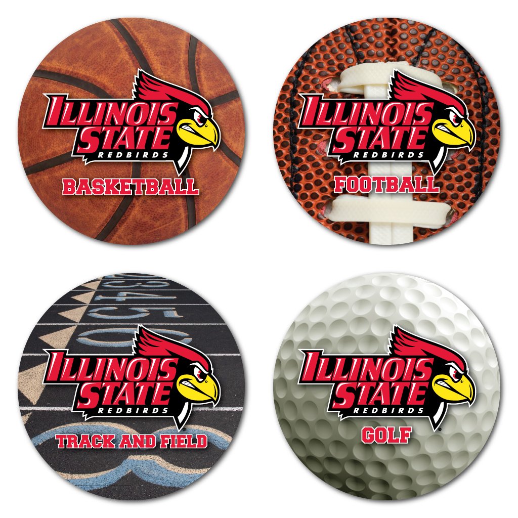 VictoryStore Coasters - Illinois State University Coaster Set, Sports Designs, Set of 4