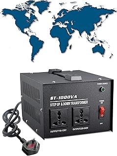 ST 1000W Voltage Converter Transformer 110V/120V/220V/240V Power Step Up/Down Transformer Converter, with Resettable Circuit Breaker Protection Universal Socket Household Compact