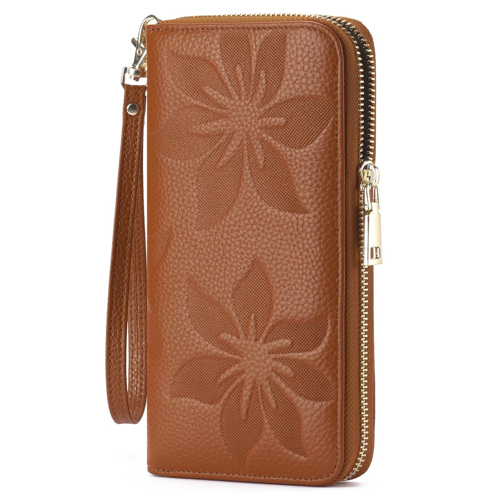 GOIACII Women's Wallet Ladies Large Capacity Wristlet Long Phone Clutch Purse Bifold Credit Card RFID Blocking Leather