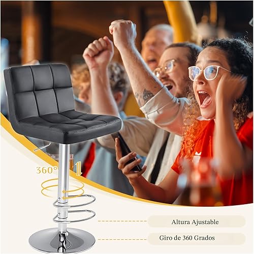 Miniatura 6 de DUMOS Juego de 4 taburetes de bar de 24 pulgadas de altura de mostrador, taburetes de bar tapizados modernos con base de metal, taburetes de cuero