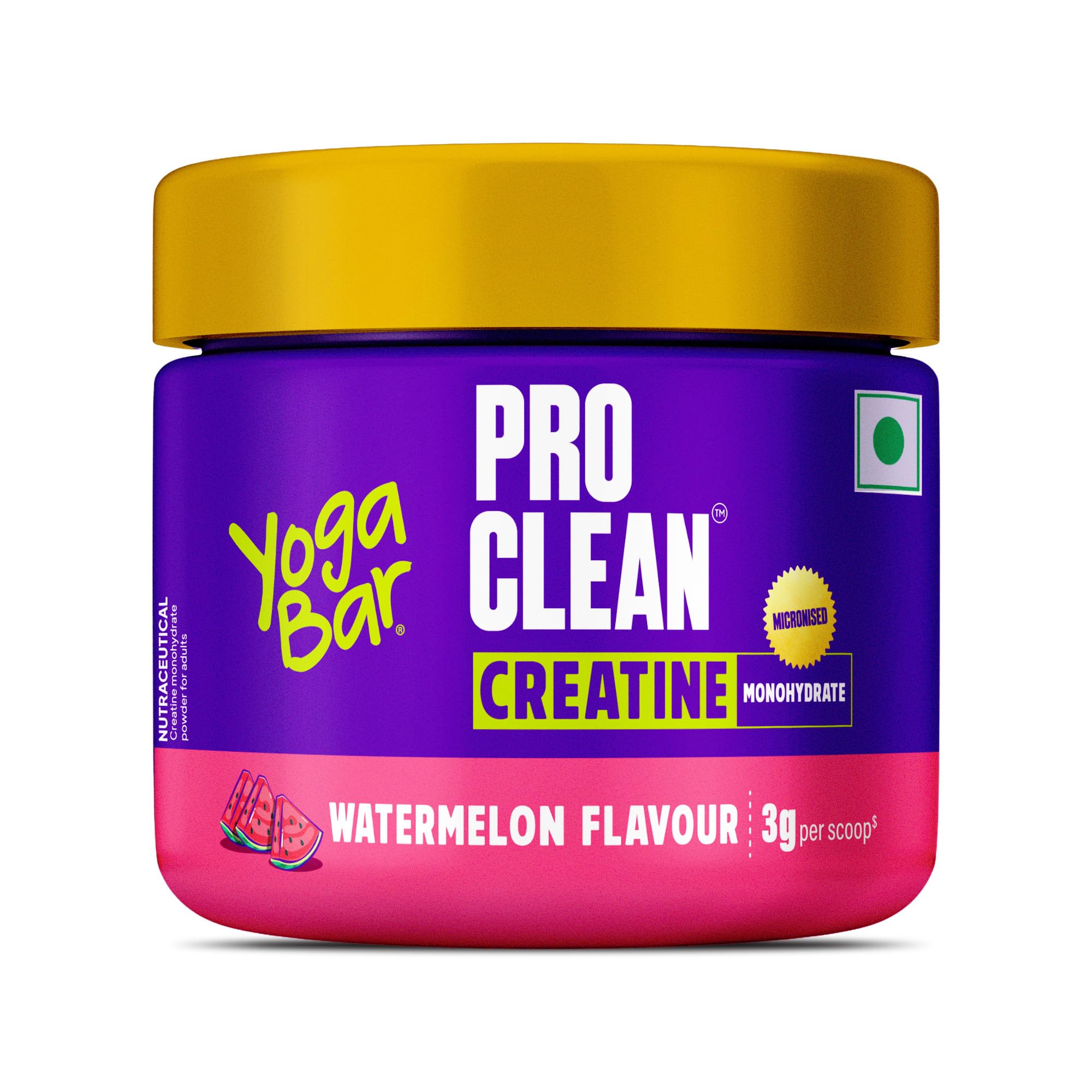Yogabar Creatine Monohydrate – Pure, Micronized & Power-Packed for Strength & Performance | Refreshing Watermelon Flavor | 3g per Scoop | 114g