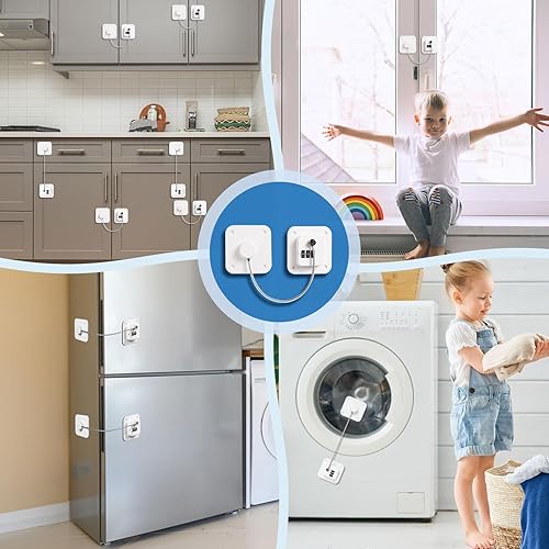 Miniatura 2 de Cerraduras para refrigerador para adultos, paquete de 2 mini cerraduras para nevera para niños, cerradura adhesiva para congelador, cerradura de