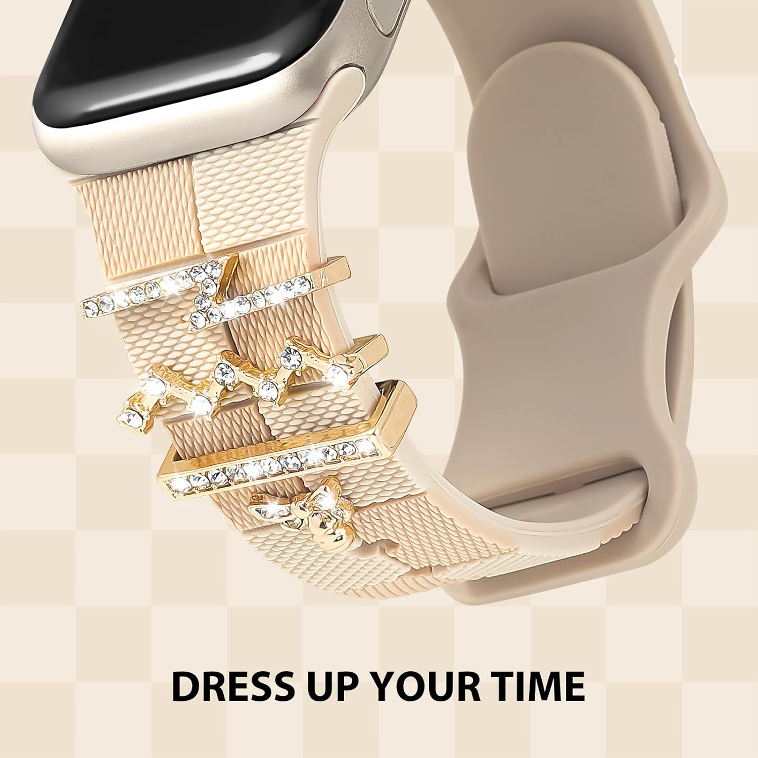 Silicone Strap for Apple watch band 38mm 40mm 41mm 42mm 44mm 45mm 46mm 49mm with Bling Bee Charms, Soft Sport Bracelet for iWatch Bands Series 11 10 9 8 7 6 5 4 3 SE SE2 SE3 Ultra for Women - Image 2