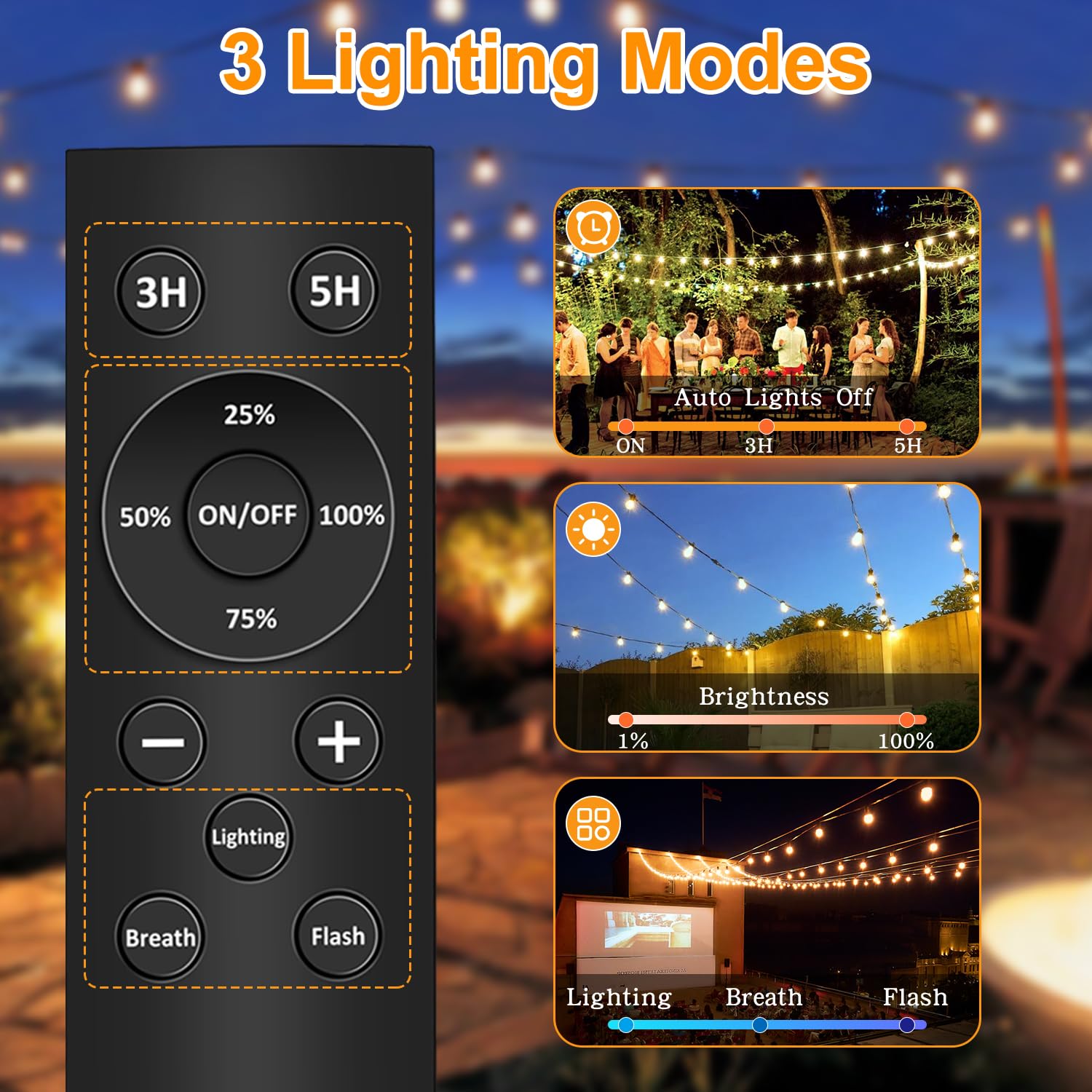 VANDABAO Catena Luminosa Esterno - 40m 56+2 Led Lampadine Luci da Esterno Giardino Dimmerabile con Telecomando Lucine da Esterno Catene Luminose Esterni Decorative per Jardin
