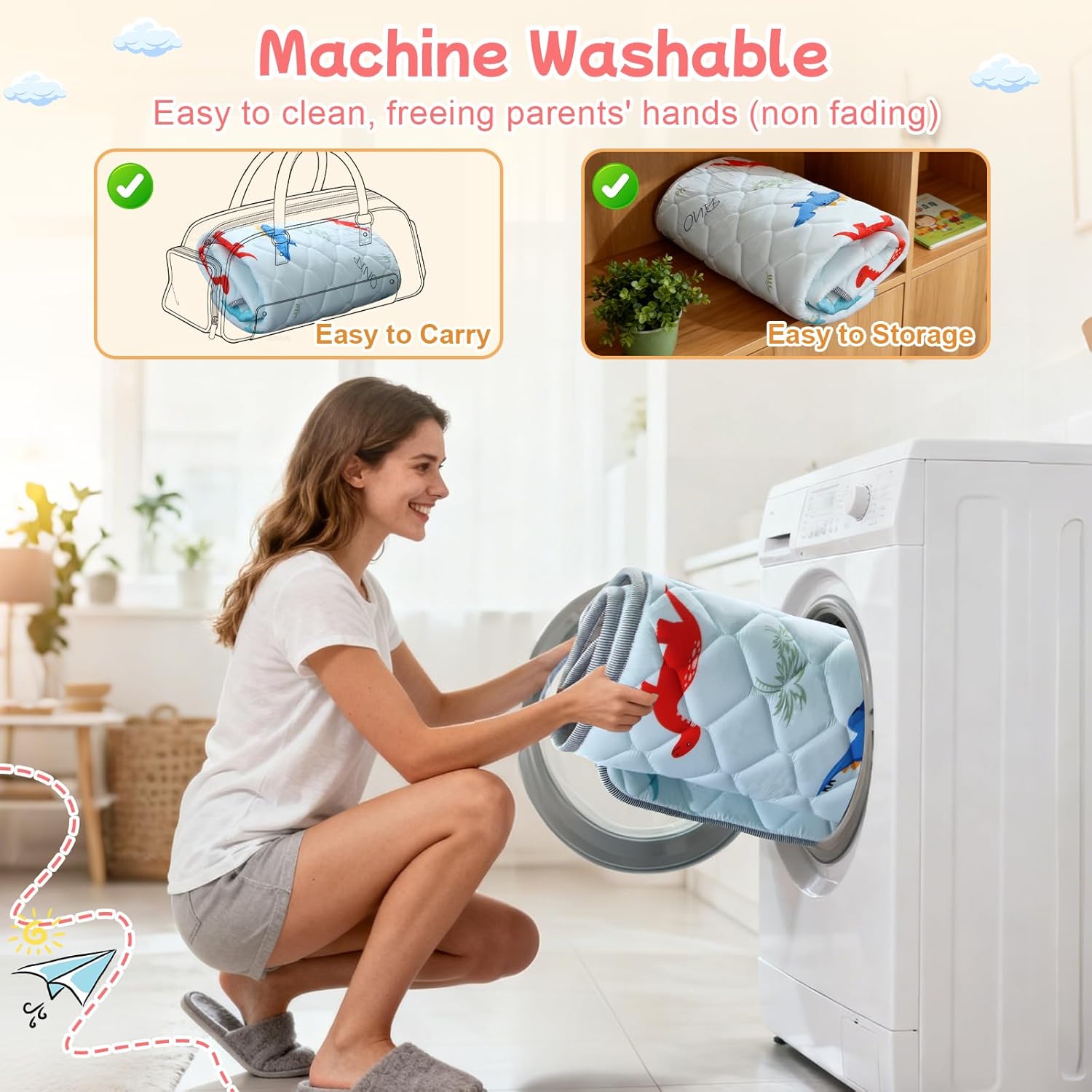 Baby Play Mat for Floor: 79" x 71" Playpen Mat - Thicker & Large Soft Cushioning Padding Foam Playmats for Babies and Toddlers - Machine Washable Non-Slip Baby Crawling Mats, Dinosaur Designs