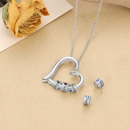 Miniatura 5 de Collar personalizado con corazón para madre con 1-5 nombres, collar de piedra natal personalizado para mamá, regalos de joyería personalizados para