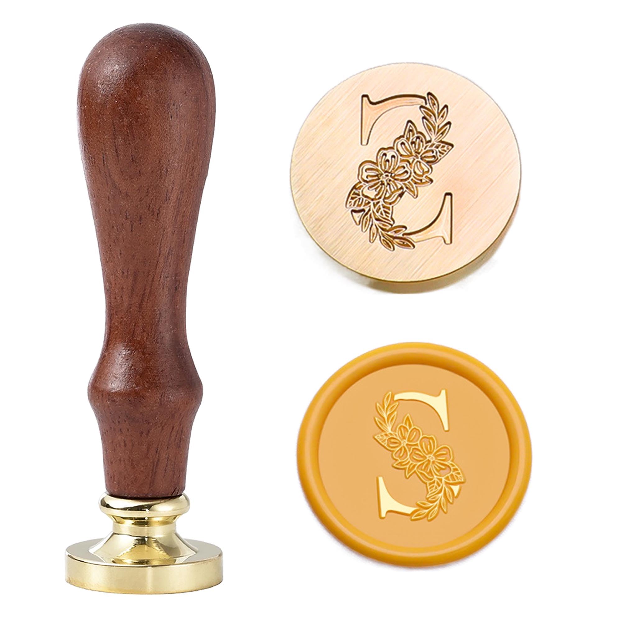 Statice Letter S Wax Seal Stamp - Initial Sealing Wax Stamp with Flower,0.98 inch/25mm Brass Alphabet Graphic Stamp for Envelopes,Invitations or Valentine's Day Gifts