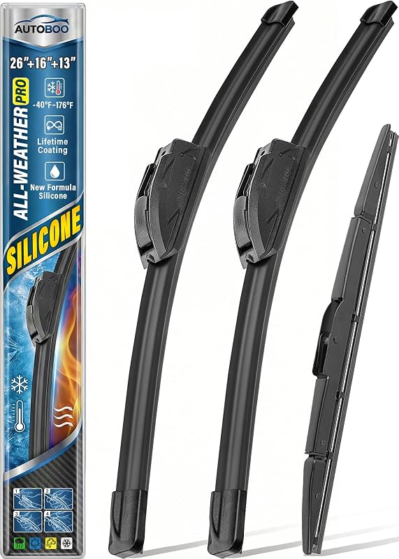 Palhetas do limpador de para-brisa de silicone AUTOBOO para Honda CR-V 2012–2016 – Kit com 3 unidades