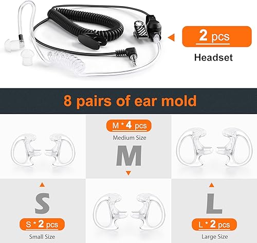 Miniatura 6 de Zeadio Auricular de vigilancia con receptorescucha de 0.138 in con tubo acústico y auricular Earmold para smartphone, radios bidireccionales,