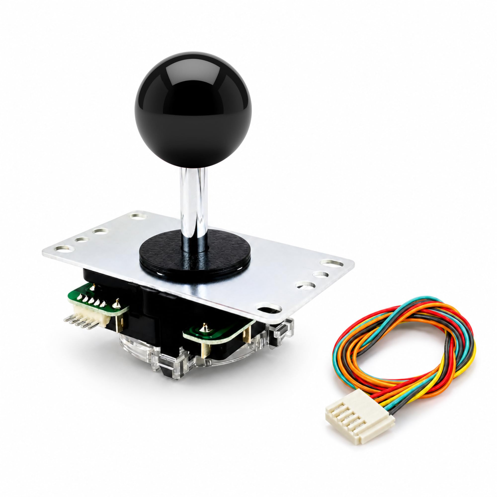 SANWA JLX2-TP-8YT 2nd Gen Arcade Joystick w/Black Ball Top &amp; 5-Pin Harness — Ultimate JLF Upgrade &amp; Successor | POM Base, X-Shaped Washer, GT-8X Gate | 4 &amp; 8 Way Fighting Game Lever