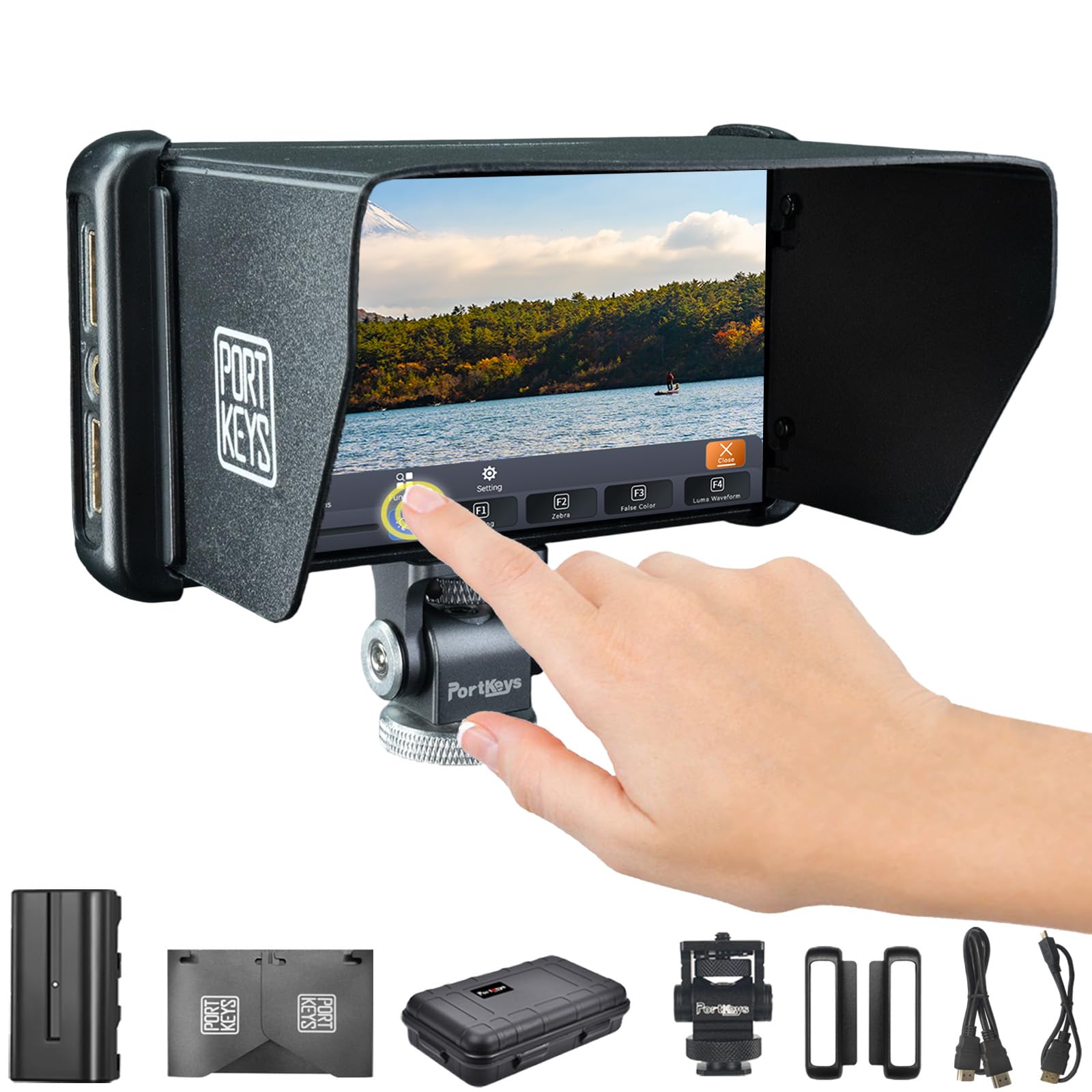 Portkeys PT5 II 5" Camera Monitor 4K HDMI in/Out 10-bit FHD Touchscreen 95% NTSC Wide Color Gamut Support 3D LUT 125g Ultra-Lightweight Design Field Monitor for DSLR with NP-F550 Battery