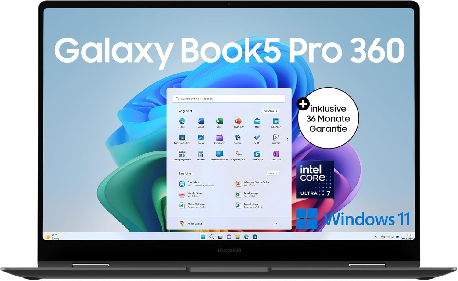 Samsung Galaxy Book5 Pro 360 2-in-1 Laptop, 16-Inch Display, Convertible AI Notebook, Intel Core Ultra 7, 32GB RAM, 1TB Memory, Copilot+ PC, Moonstone Grey – Samsung product photo