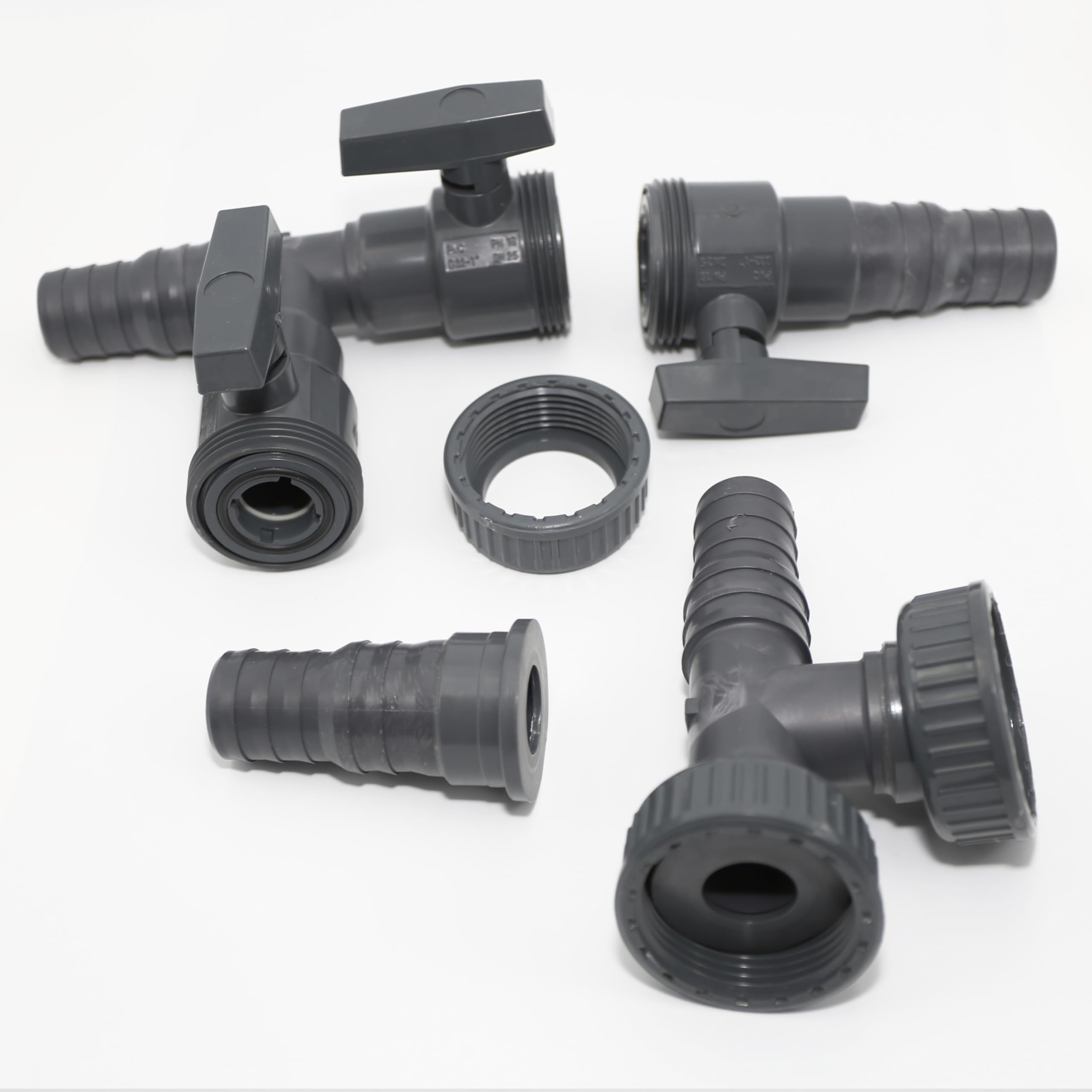 HAF 3 Wege Solarweiche / 3 Wege Ventil mit Absperrhahn | 4-Teiliges Bypass Set mit 32mm & 38mm Schlauchtüllen zum Anschluss von Solarkollektor, Poolheizung, Wärmepumpe, Heizmatte oder Sandfilteranlage