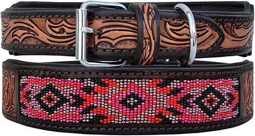 Miniatura 4 de Collar de cuero para perro, tamaño extra pequeño, estilo occidental, resistente, con cuentas ajustables y acolchado, suave para cachorros y perros