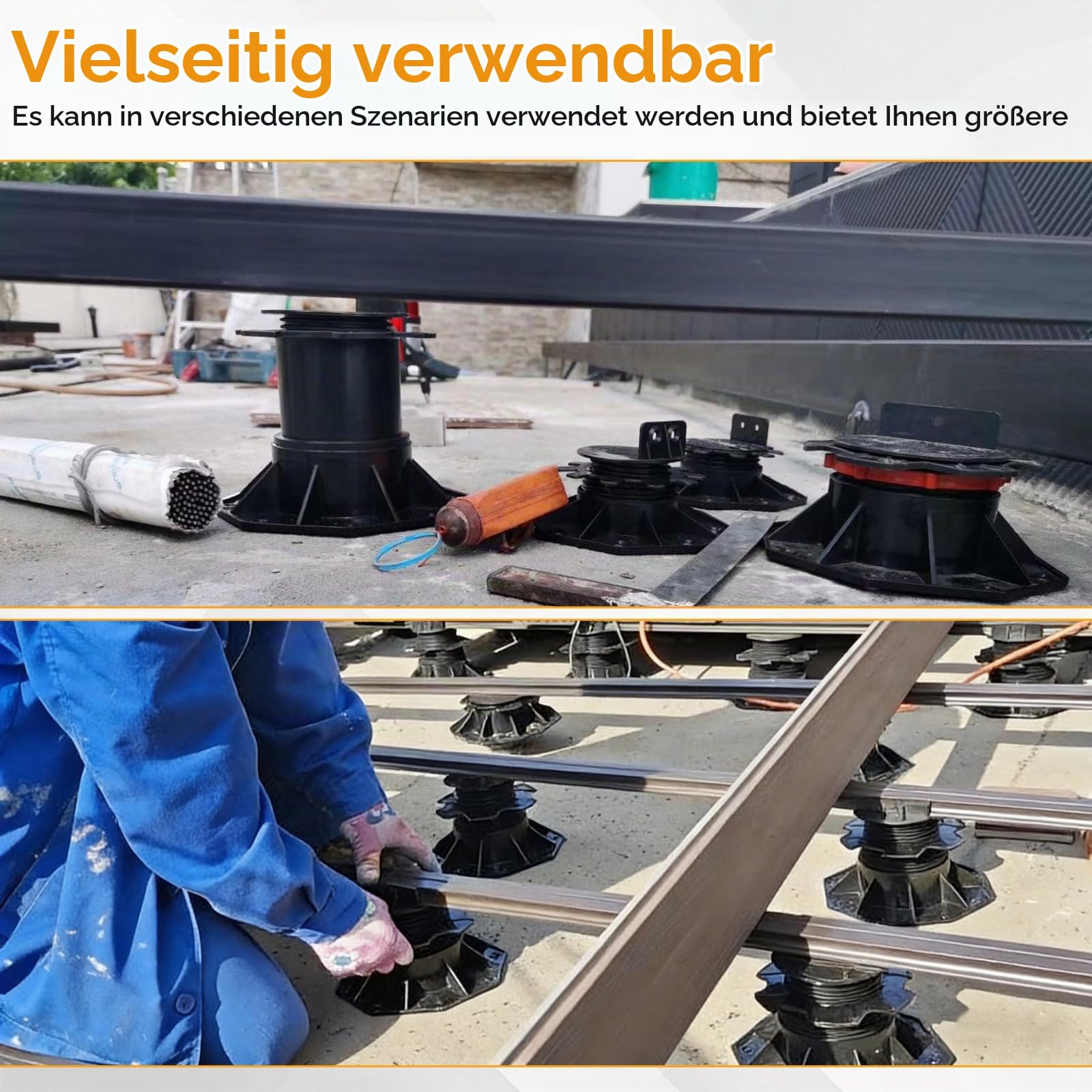 20 Stück Stelzlager Höhenverstellbar, 30-60mm Stelzlager für Terrassen, Terrassenlager für Holz, WPC und Aluminium, Platten und Planken