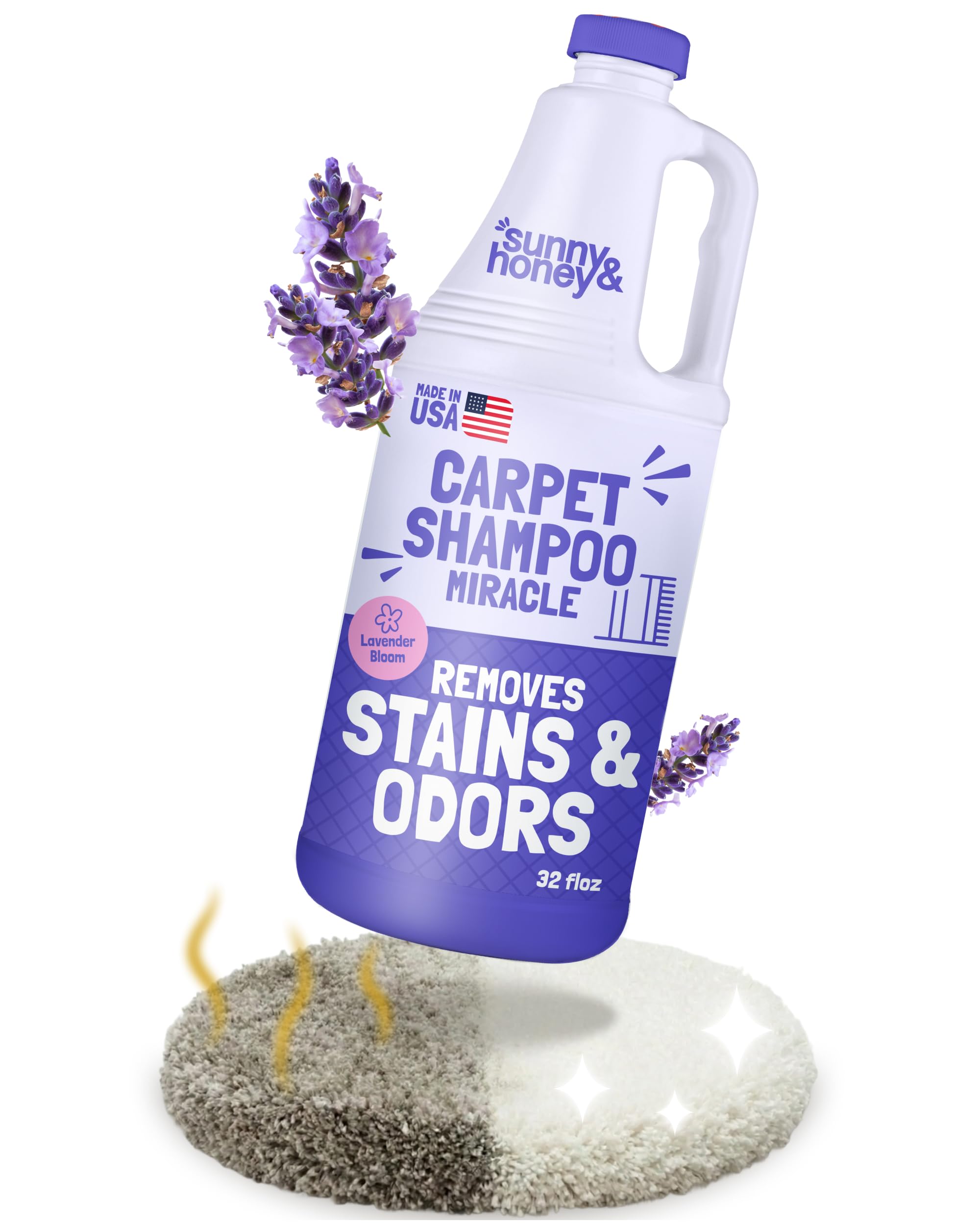 Sunny & Honey Carpet Miracle - Carpet Cleaner (32 Fl Oz (Pack of 1), Light Lavender Scent)