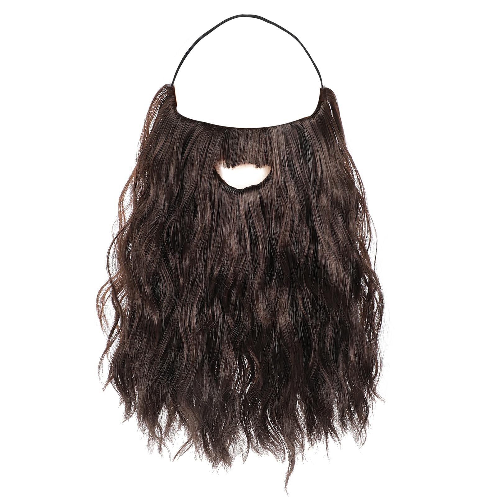 Yolev Long Fake Beard Curly Wizard Beard Costume Fake Mustache False Facial Hair Carnival Themed Party Cosplay Halloween(Brown)