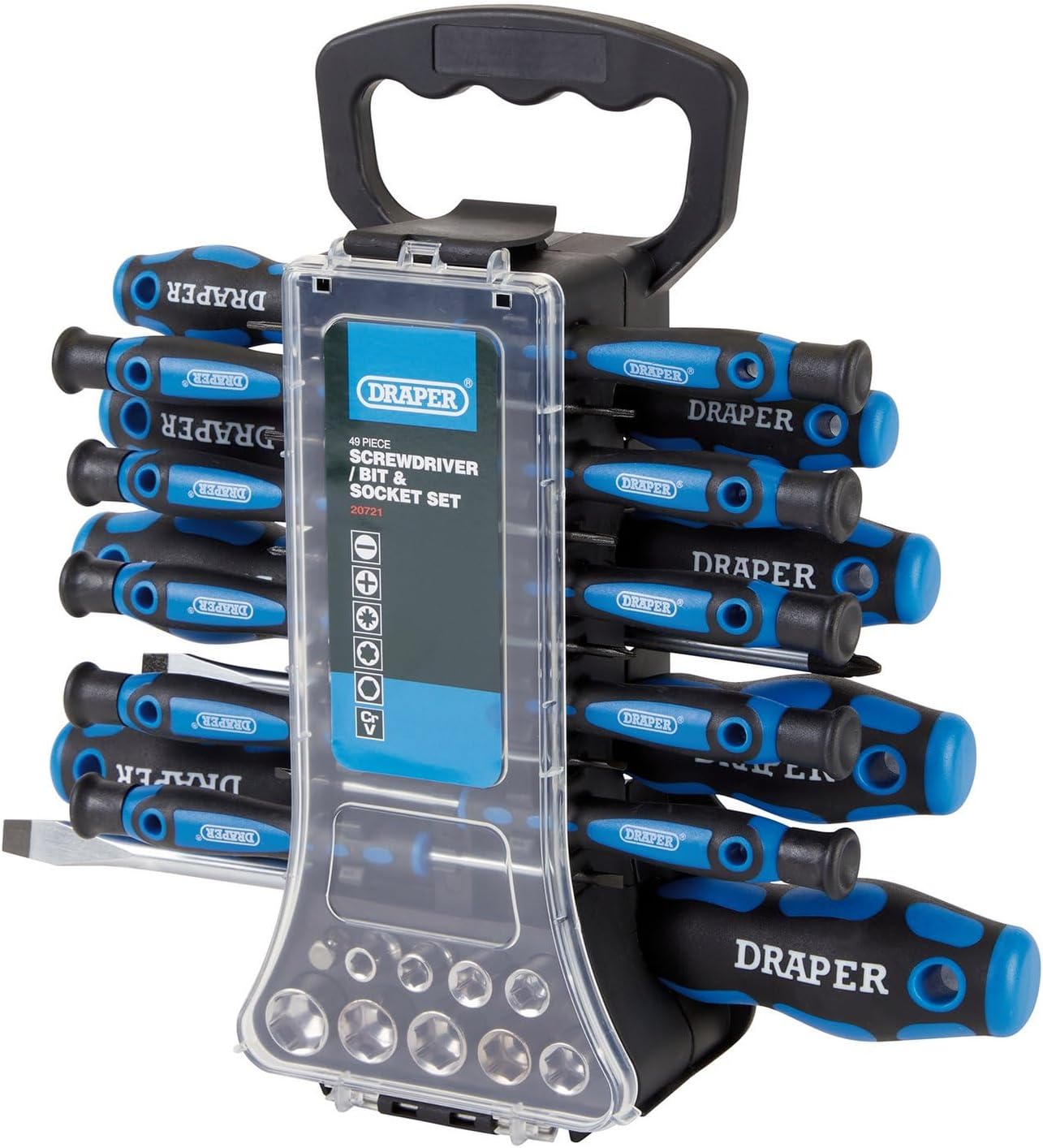 Draper 20721 Screwdriver, Socket and Bit Set (49 Piece)