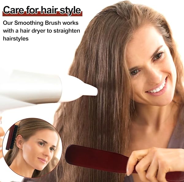 Sularpek Boar Hair Brush, Hair Plaquing Brushes, Bun Brushes, Hair Plating Brush for Women and Men, Hair and Beard Cleaning - 4