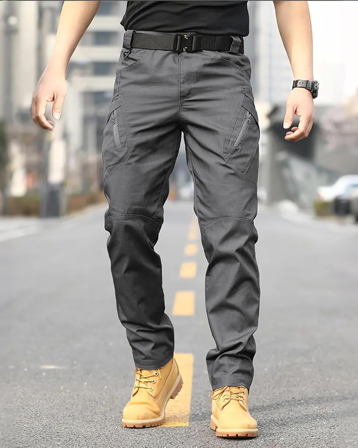 Men's Tactical Cargo Pants Stretch Ripstop Lightweight Waterproof Multi Pockets Work Hiking Outdoor Casual Pants (No Belt) - Image 4